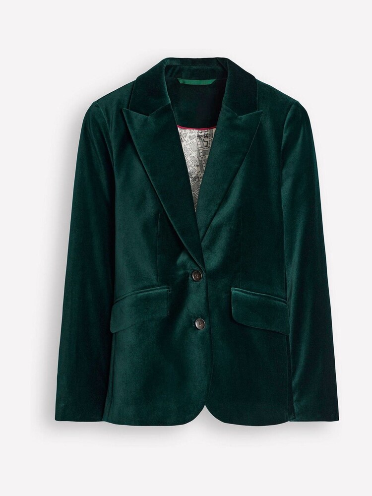 Boden Green Petite Marylebone Velvet Blazer - Image 2 of 5 Boden Green Petite Marylebone Velvet Blazer - Image 2 of 5