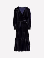 Boden Blue Petite Ophelia Velvet Midi Wrap Dress - Image 5 of 5
