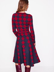 Boden Red Petite Maria Jacquard Knitted Dress - Image 4 of 6