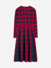Boden Red Petite Maria Jacquard Knitted Dress - Image 5 of 6