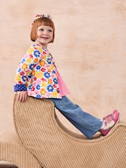 JoJo Maman Bébé Fuchsia Floral Quilted Reversible 100% Cotton Jacket - Image 1 of 7