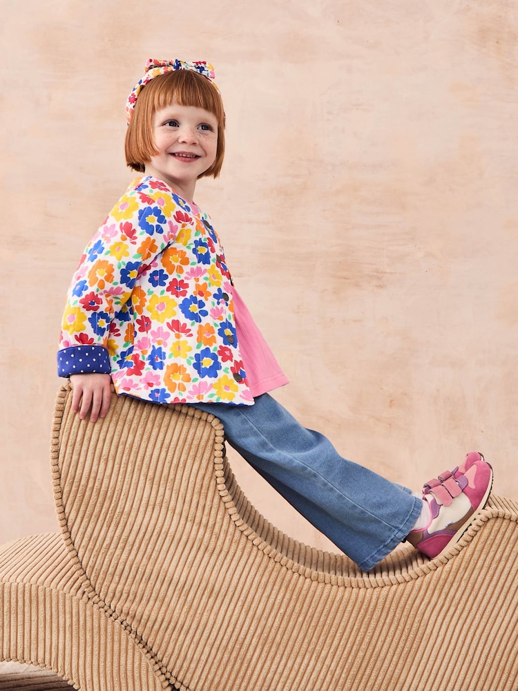 JoJo Maman Bébé Fuchsia Floral Quilted Reversible 100% Cotton Jacket - Image 1 of 7