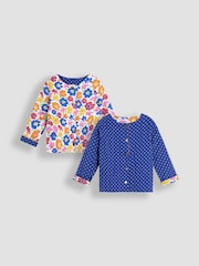 JoJo Maman Bébé Fuchsia Floral Quilted Reversible 100% Cotton Jacket - Image 3 of 7