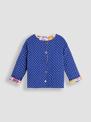 JoJo Maman Bébé Fuchsia Floral Quilted Reversible 100% Cotton Jacket - Image 6 of 7