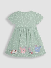 JoJo Maman Bébé Green Guinea Pig & Friends Appliqué Button Front Dress - Image 2 of 2