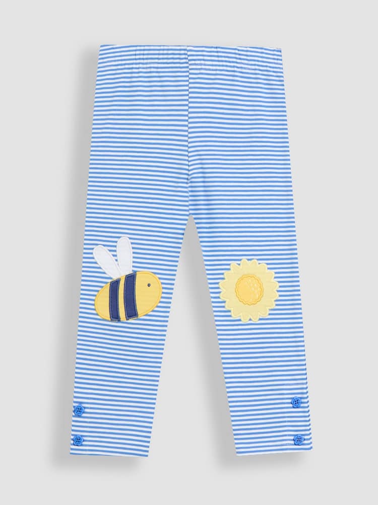 JoJo Maman Bébé Yellow Bee & Sunflower Print Appliqué Knee Leggings 2 Pack - Image 2 of 5