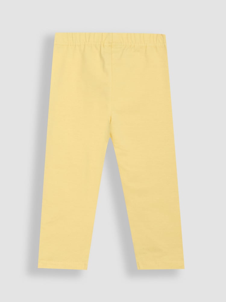JoJo Maman Bébé Yellow Bee & Sunflower Print Appliqué Knee Leggings 2 Pack - Image 5 of 5
