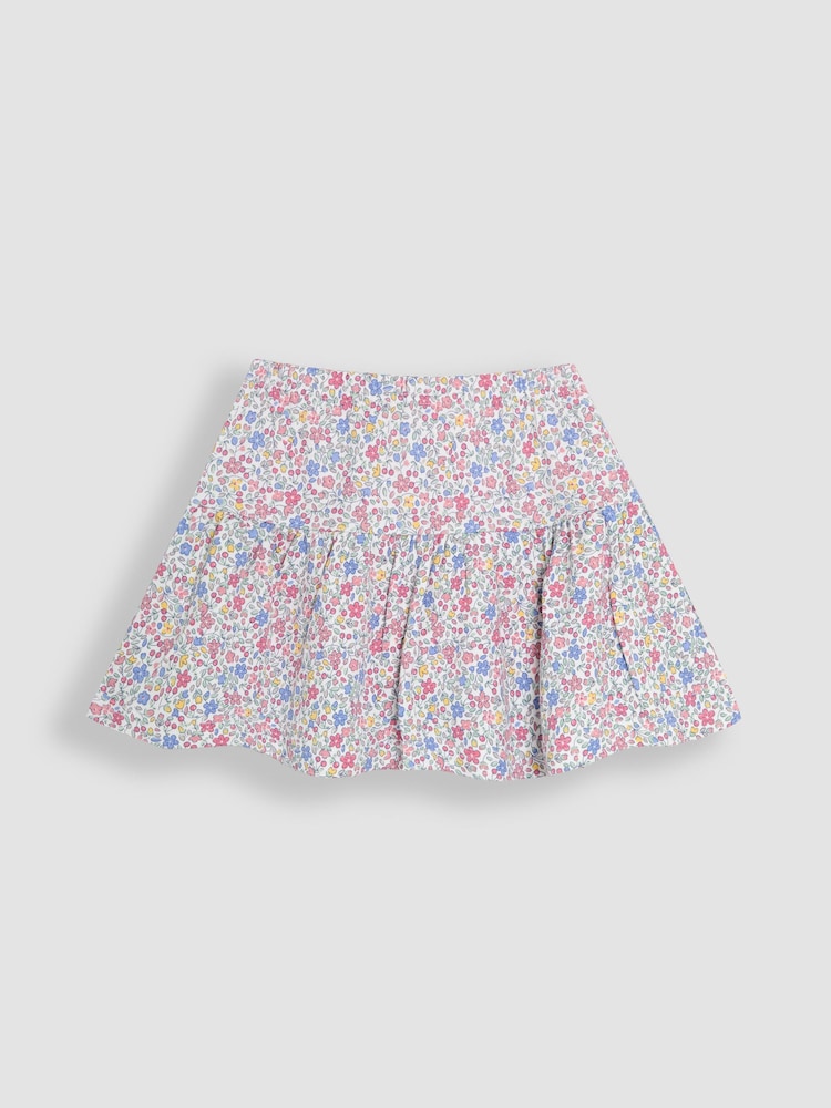 JoJo Maman Bébé Pink Cherry Ditsy Floral Print Printed 100% Cotton Skort - Image 1 of 3