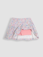JoJo Maman Bébé Pink Cherry Ditsy Floral Print Printed 100% Cotton Skort - Image 2 of 3