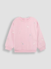 JoJo Maman Bébé Pink Duck Embroidered Crew Neck Sweatshirt - Image 1 of 3