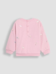JoJo Maman Bébé Pink Duck Embroidered Crew Neck Sweatshirt - Image 2 of 3