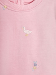 JoJo Maman Bébé Pink Duck Embroidered Crew Neck Sweatshirt - Image 3 of 3