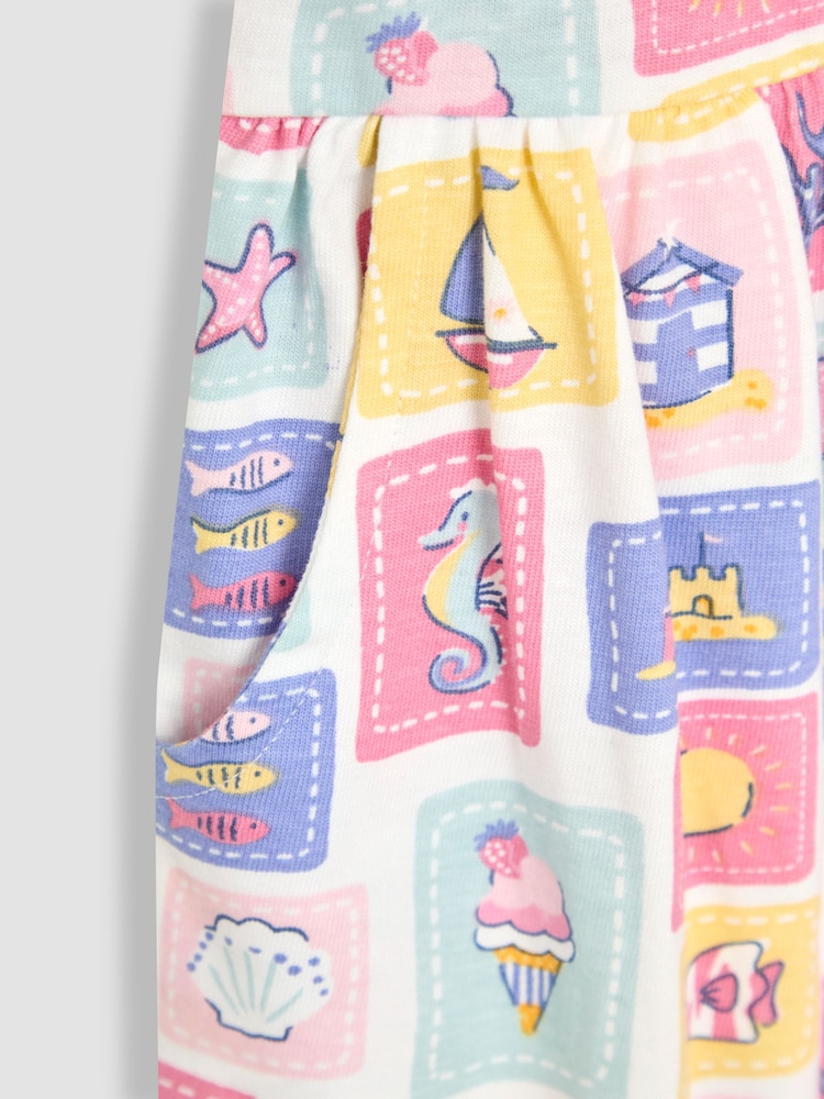 JoJo Maman Bébé Blue Nautical Drop Shoulder Dress - Image 3 of 3