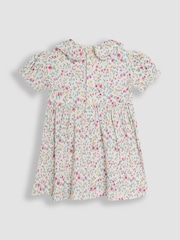 JoJo Maman Bébé Pink Ditsy Floral Smocked Jersey Dress - Image 3 of 6