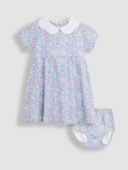 JoJo Maman Bébé Pink Ditsy Floral Broderie Collar Dress - Image 1 of 5