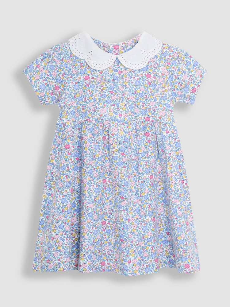 JoJo Maman Bébé Pink Ditsy Floral Broderie Collar Dress - Image 2 of 5