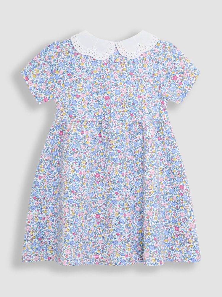 JoJo Maman Bébé Pink Ditsy Floral Broderie Collar Dress - Image 3 of 5