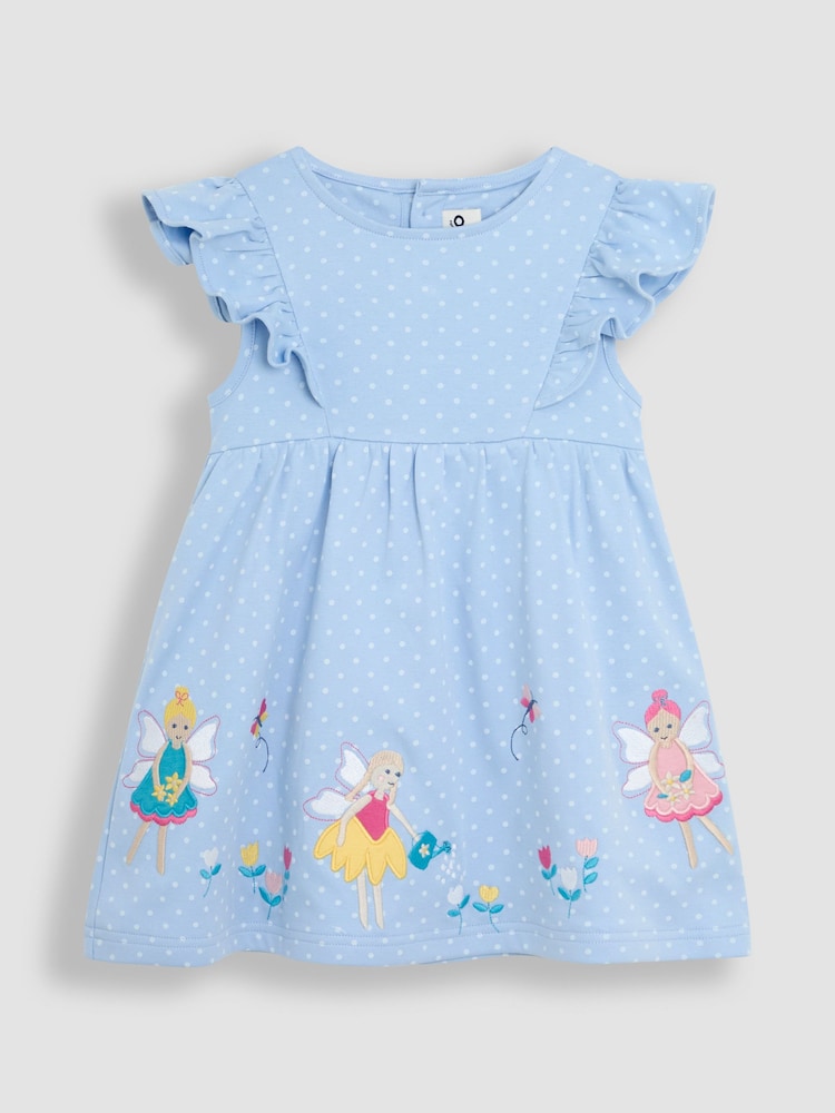 JoJo Maman Bébé Blue Fairy Appliqué Summer Dress - Image 1 of 3