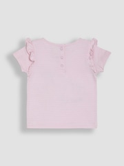 JoJo Maman Bébé Pink Mermaid Appliqué Frill Shoulder T-Shirt - Image 2 of 3