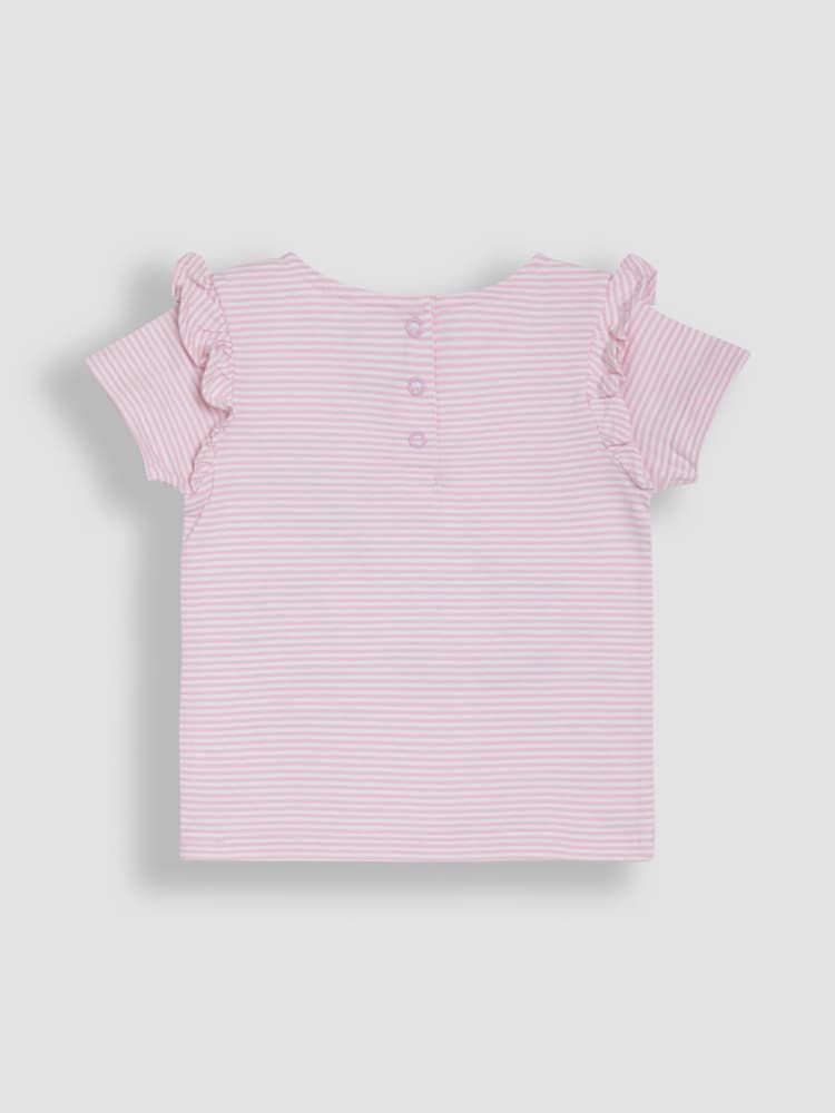 JoJo Maman Bébé Pink Mermaid Appliqué Frill Shoulder T-Shirt - Image 2 of 3