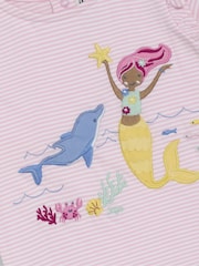 JoJo Maman Bébé Pink Mermaid Appliqué Frill Shoulder T-Shirt - Image 3 of 3