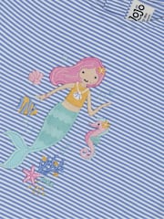 JoJo Maman Bébé Blue Mermaid Appliqué Frill Shoulder T-Shirt - Image 3 of 3