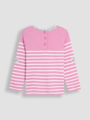 JoJo Maman Bébé Pink Mermaid Appliqué Pocket Breton Top - Image 2 of 3