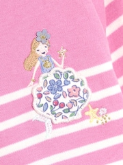 JoJo Maman Bébé Pink Mermaid Appliqué Pocket Breton Top - Image 3 of 3