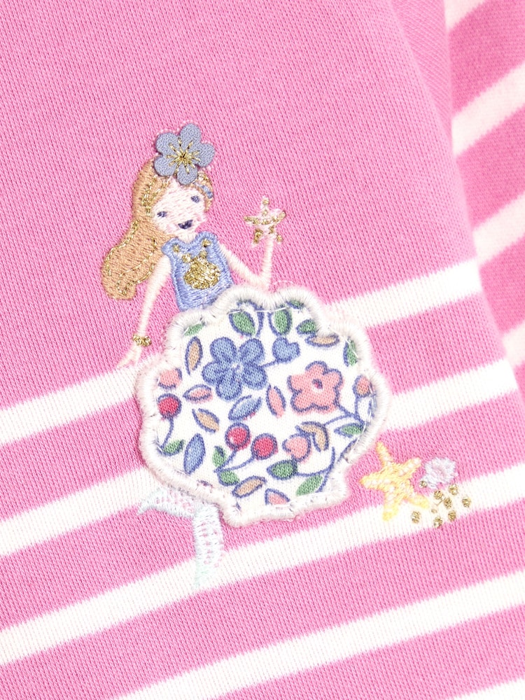 JoJo Maman Bébé Pink Mermaid Appliqué Pocket Breton Top - Image 3 of 3