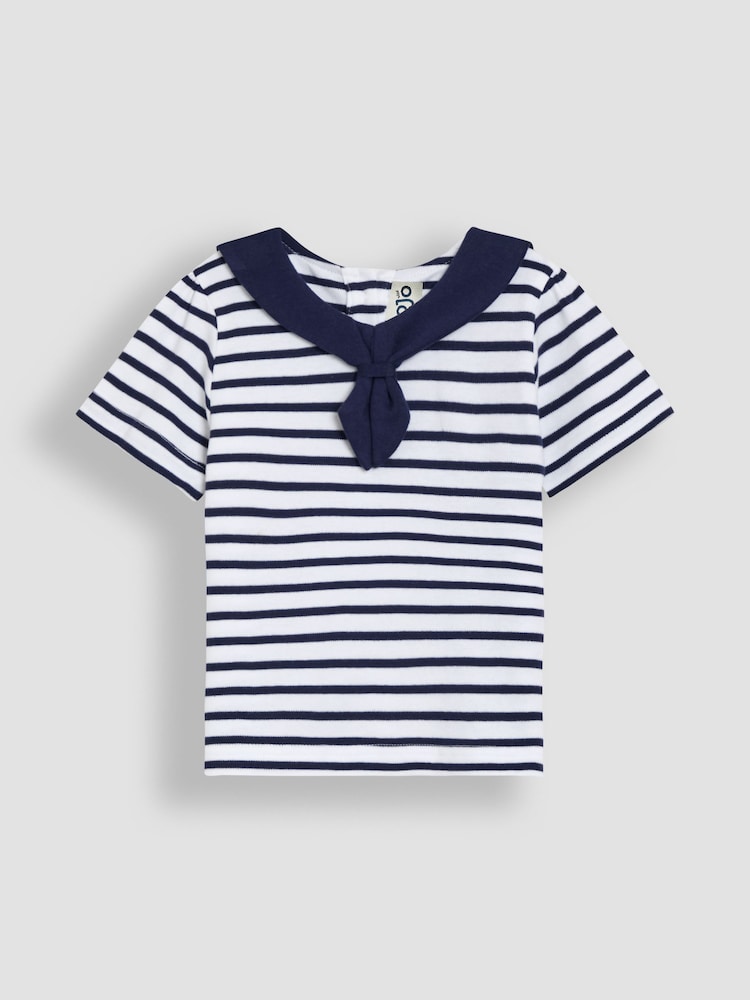 JoJo Maman Bébé Navy Blue Sailor Stripe T-Shirt - Image 1 of 3