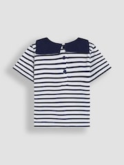 JoJo Maman Bébé Navy Blue Sailor Stripe T-Shirt - Image 2 of 3