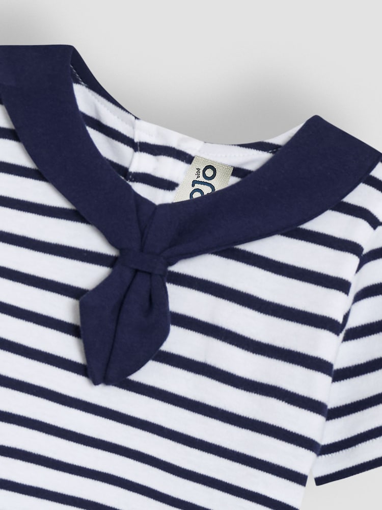 JoJo Maman Bébé Navy Blue Sailor Stripe T-Shirt - Image 3 of 3