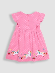 JoJo Maman Bébé Fuchsia Pink Unicorn Appliqué Summer Dress - Image 2 of 3