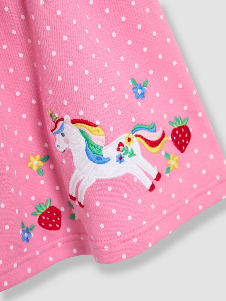 JoJo Maman Bébé Fuchsia Pink Unicorn Appliqué Summer Dress - Image 3 of 3