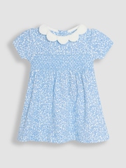 JoJo Maman Bébé Blue Ditsy Floral Smocked Jersey Dress - Image 2 of 5