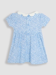 JoJo Maman Bébé Blue Ditsy Floral Smocked Jersey Dress - Image 3 of 5