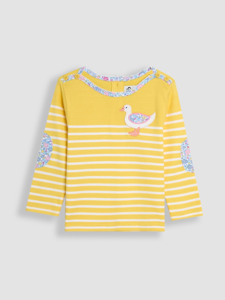 JoJo Maman Bébé Yellow Duck Appliqué Pocket Breton Top - Image 1 of 3