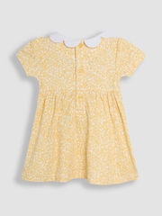 JoJo Maman Bébé Yellow Ditsy Floral Smocked Jersey Dress - Image 3 of 5