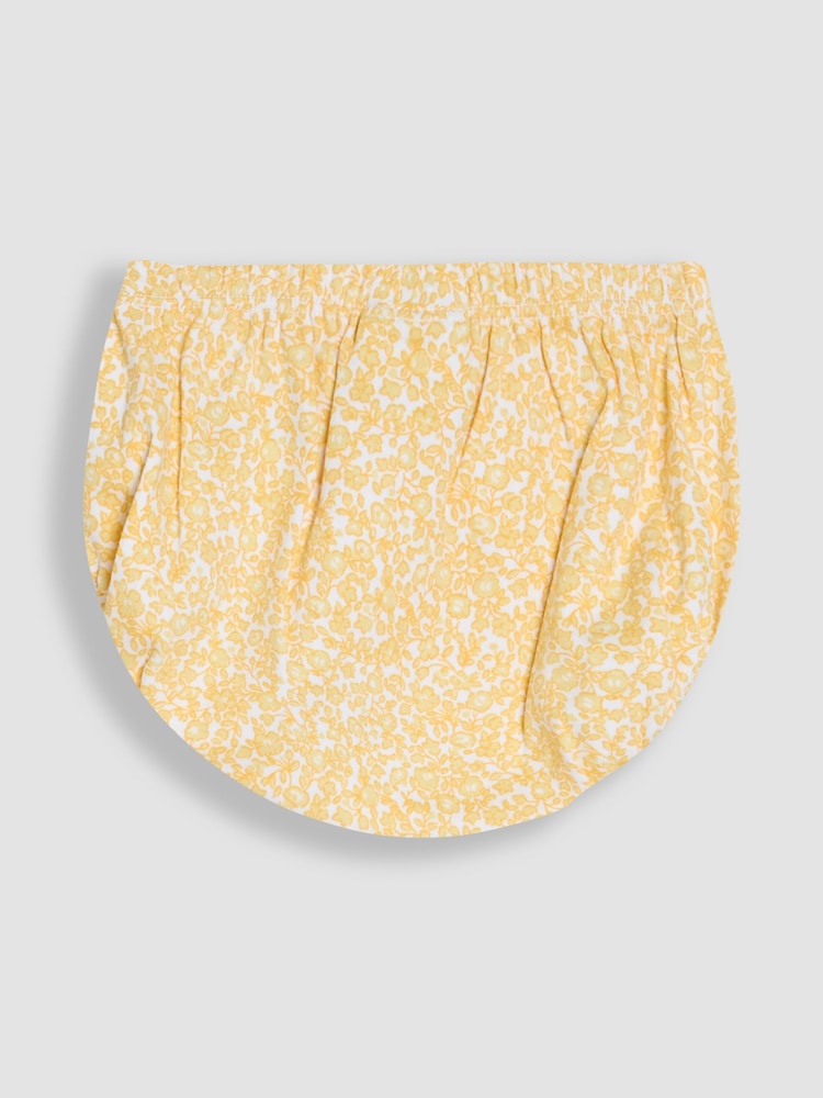JoJo Maman Bébé Yellow Ditsy Floral Smocked Jersey Dress - Image 5 of 5