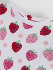 JoJo Maman Bébé Cream Strawberry Printed Crew Neck Sweatshirt - Image 3 of 3