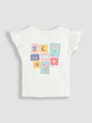 JoJo Maman Bébé White Seaside Appliqué T-Shirt & Shorts Set 2 Piece - Image 2 of 6