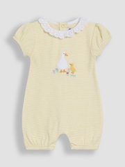 JoJo Maman Bébé Yellow Duck 2 Pack Broderie Collar Rompers - Image 2 of 4