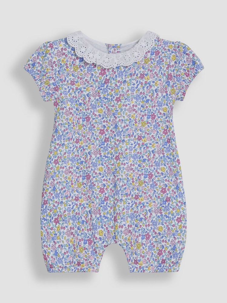 JoJo Maman Bébé Yellow Duck 2 Pack Broderie Collar Rompers - Image 4 of 4