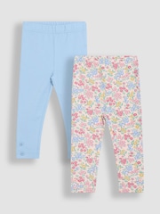 JoJo Maman Bébé Blue Floral Leggings 2 Pack - Image 1 of 6