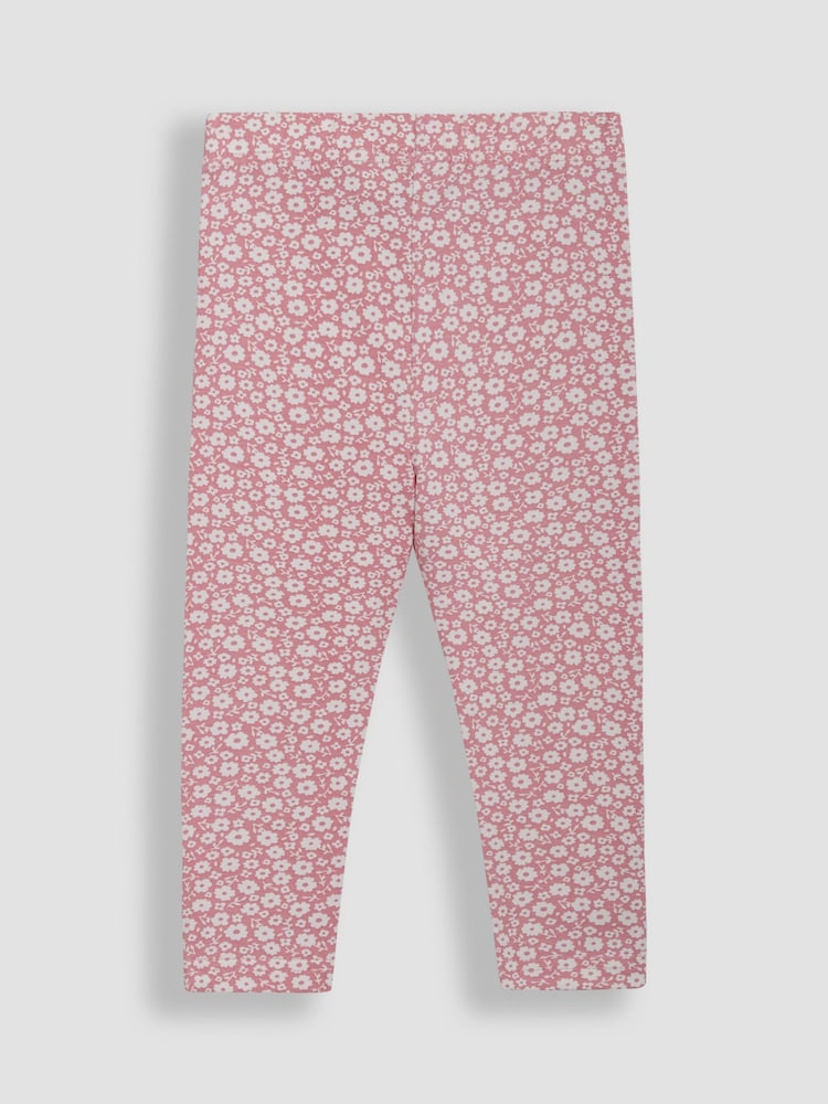 JoJo Maman Bébé Pastel Green Ditsy Floral Leggings 2 Pack - Image 4 of 5