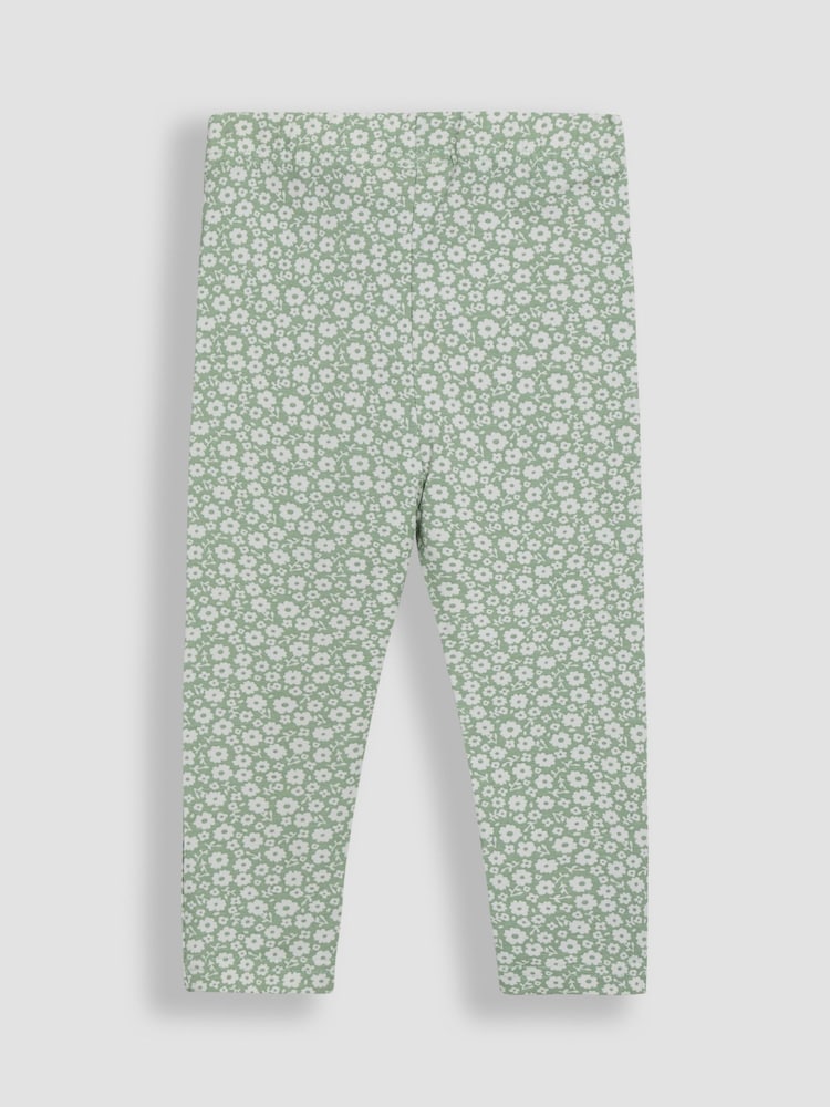 JoJo Maman Bébé Pastel Green Ditsy Floral Leggings 2 Pack - Image 5 of 5