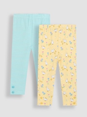 JoJo Maman Bébé Yellow Duck Floral Print Leggings 2 Pack - Image 1 of 5