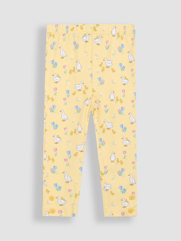 JoJo Maman Bébé Yellow Duck Floral Print Leggings 2 Pack - Image 2 of 5