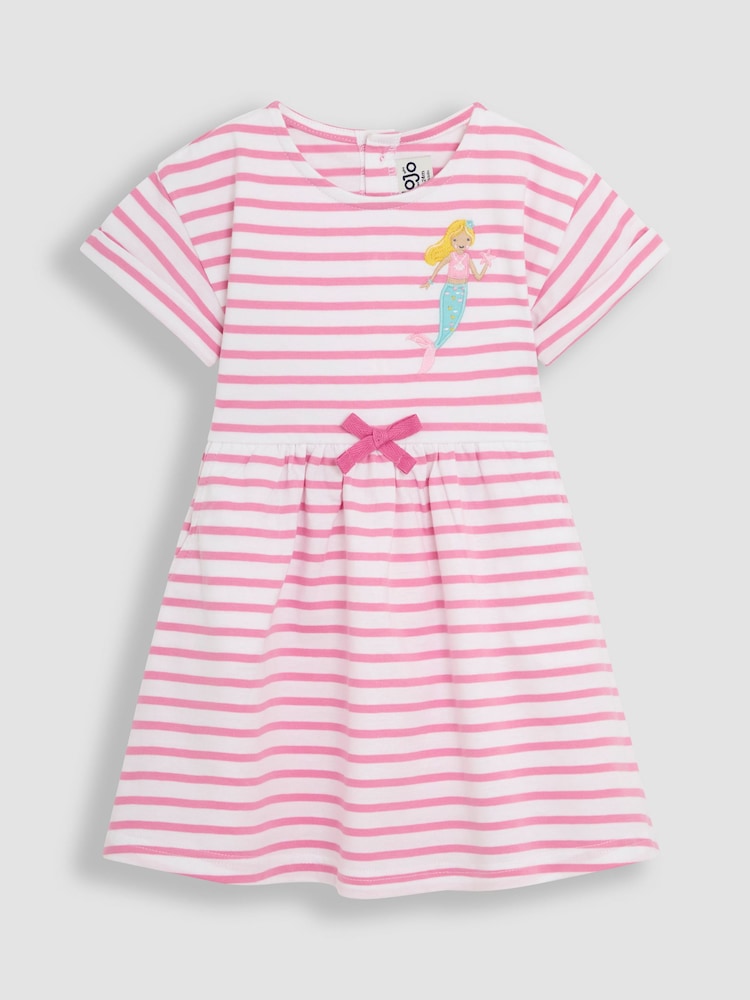 JoJo Maman Bébé Pink Mermaid Drop Shoulder Dress - Image 1 of 3
