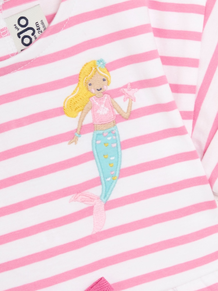 JoJo Maman Bébé Pink Mermaid Drop Shoulder Dress - Image 3 of 3